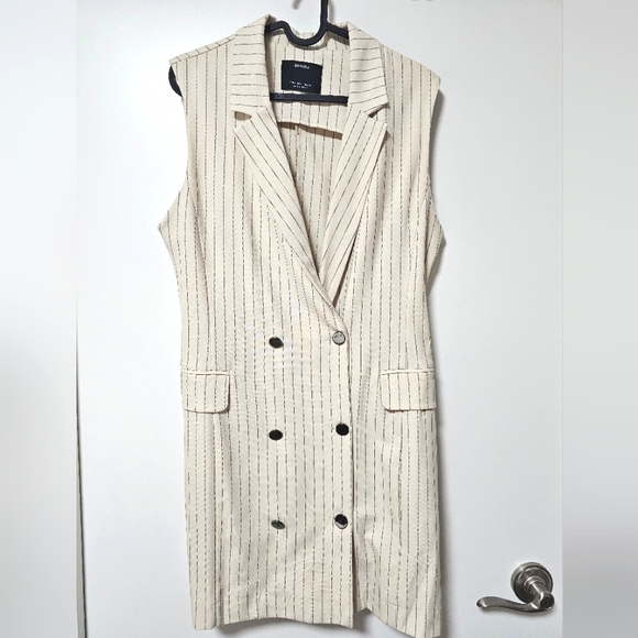 20 - Bershka Striped Neutral Blazer Dress - Picture 1 of 13